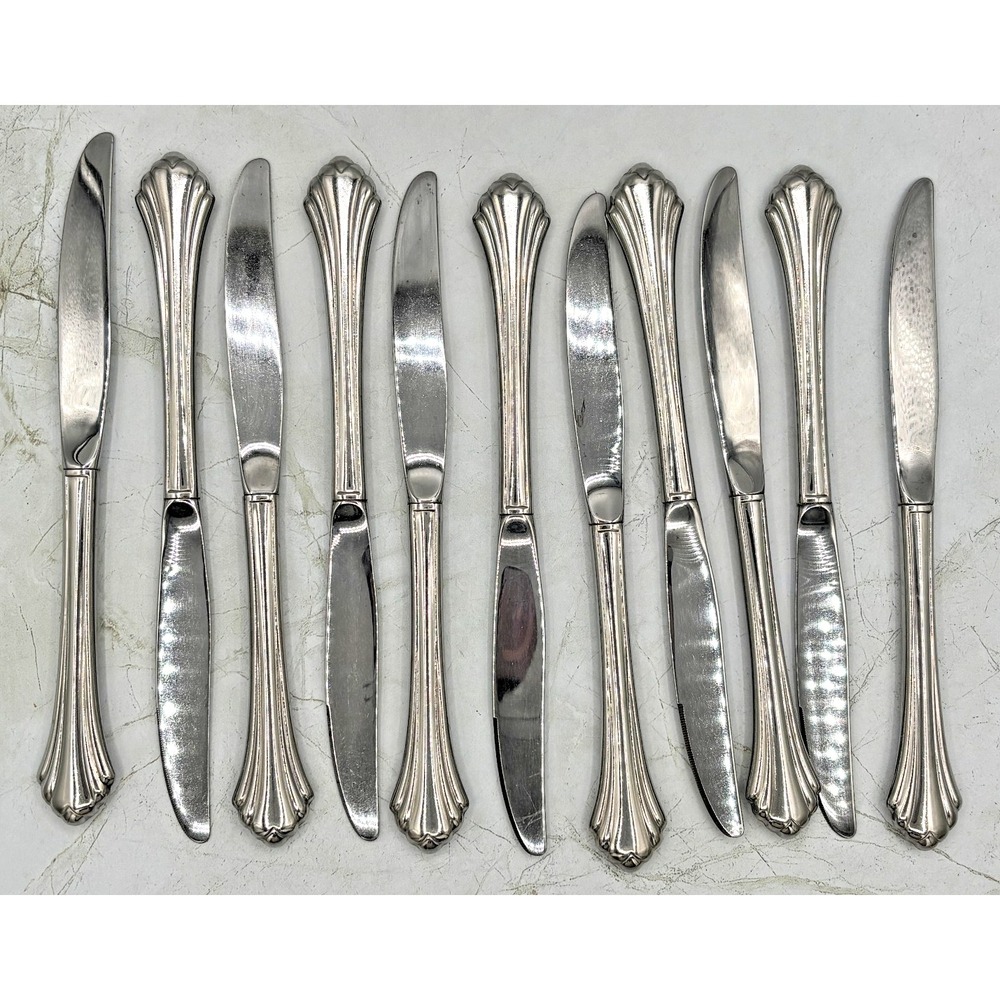 Oneida BANCROFT Flatware Dinner Knives Hollow Ridged Stainless 9" Qty 11 USA EUC